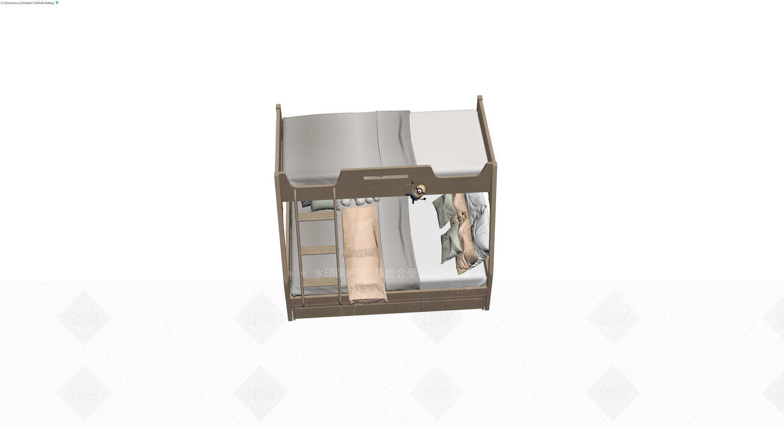 木质双层床组合模型3D模型下载【ID:1230718340】