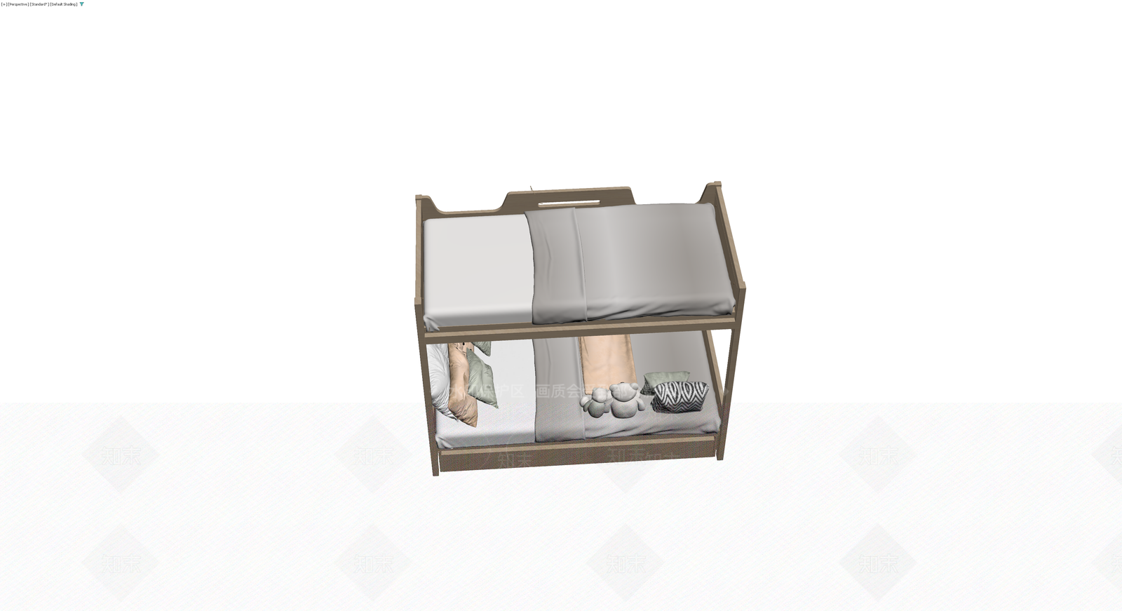 木质双层床组合模型3D模型下载【ID:1230718340】