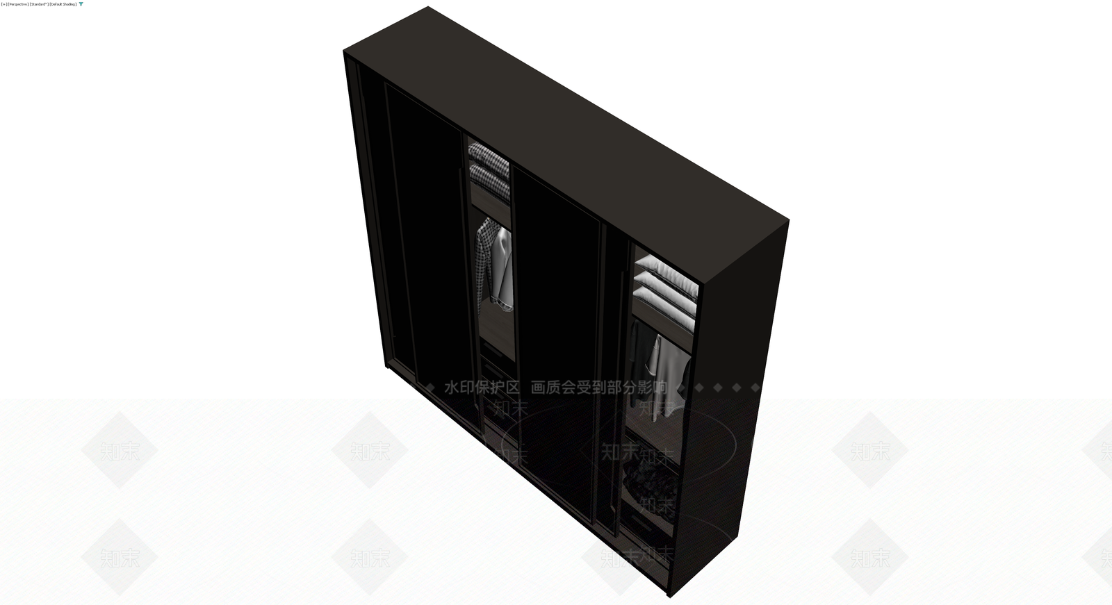 深色推拉门衣柜模型3D模型下载【ID:1229931846】