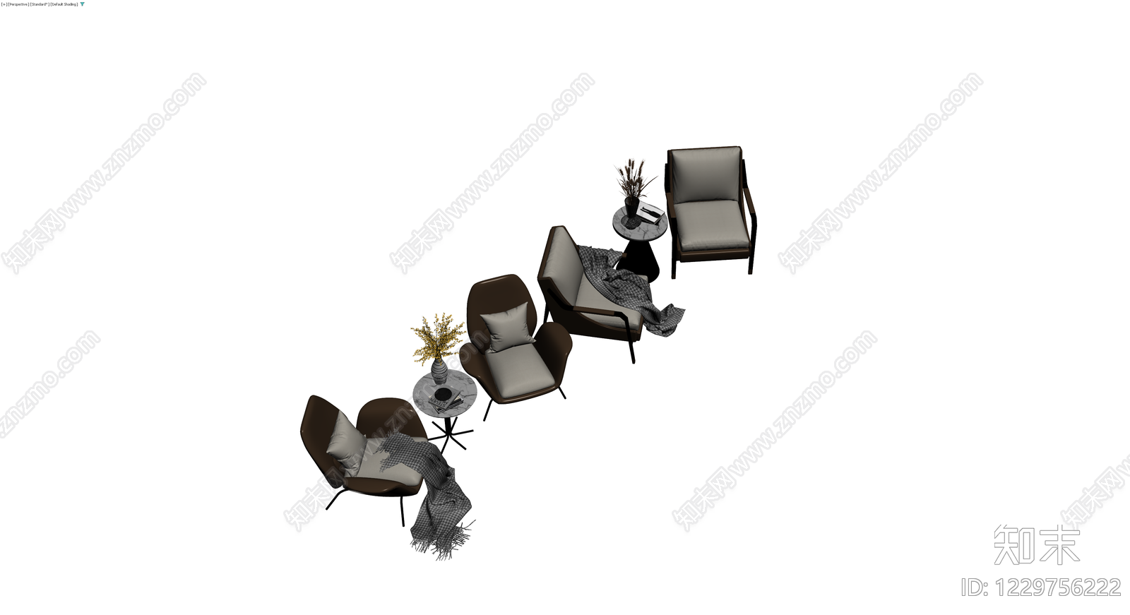 现代休闲椅组合3D模型下载【ID:1229756222】