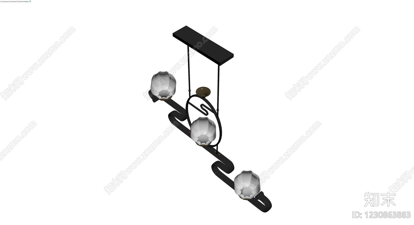 三头新中式吊灯3D模型下载【ID:1230863883】