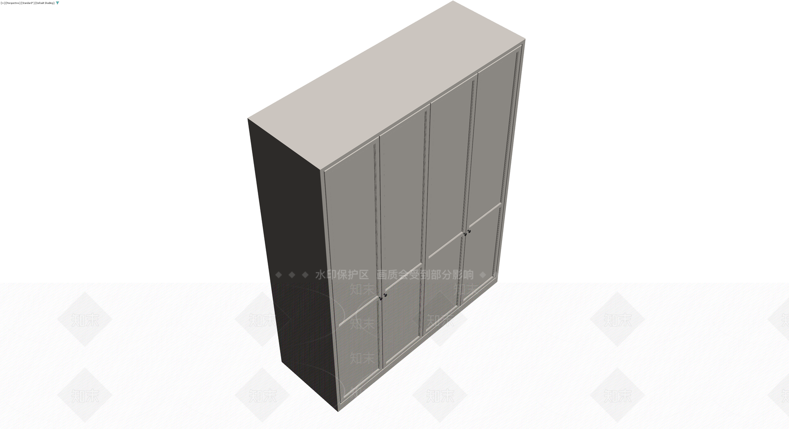 四门双开门衣柜灰模3D模型下载【ID:1230729781】