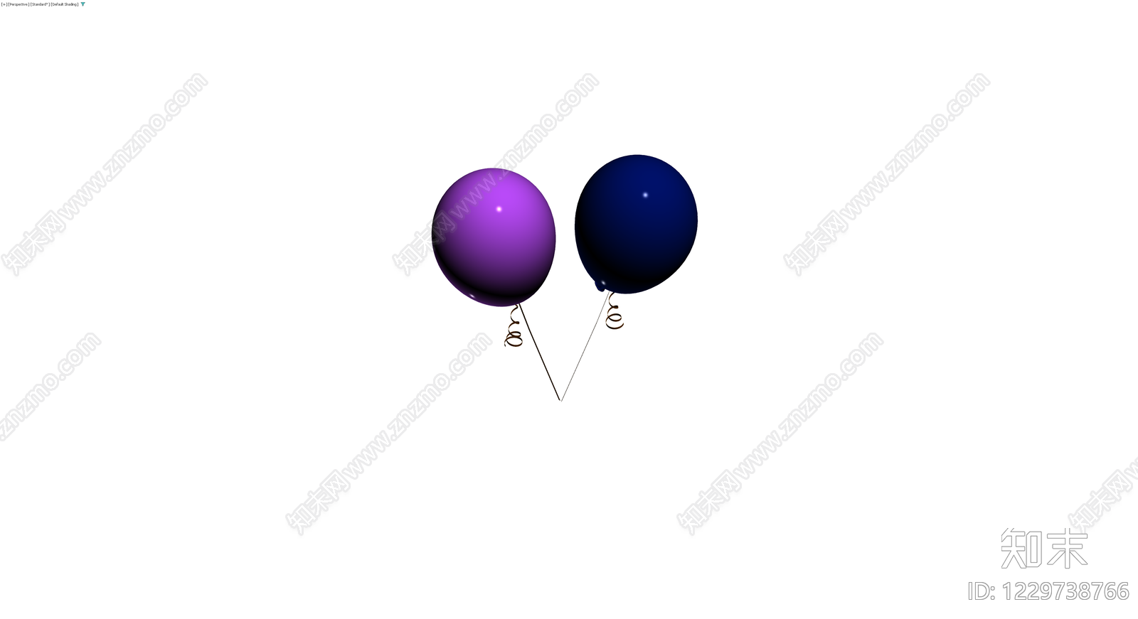 蓝紫双色气球组合3D模型下载【ID:1229738766】