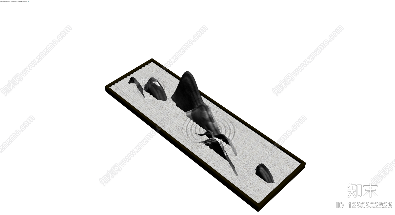 枯山水庭院景观模型3D模型下载【ID:1230302826】