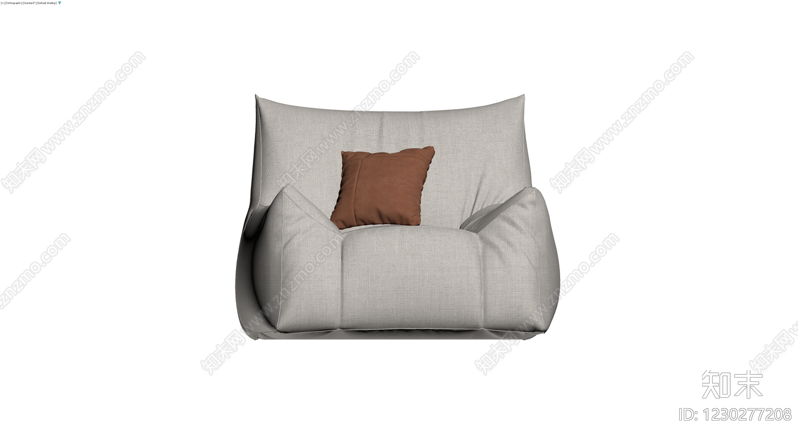 浅灰布艺单人沙发3D模型下载【ID:1230277208】