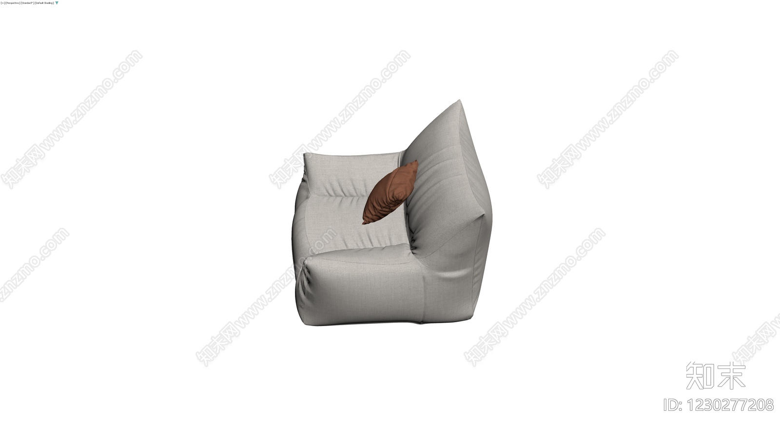 浅灰布艺单人沙发3D模型下载【ID:1230277208】