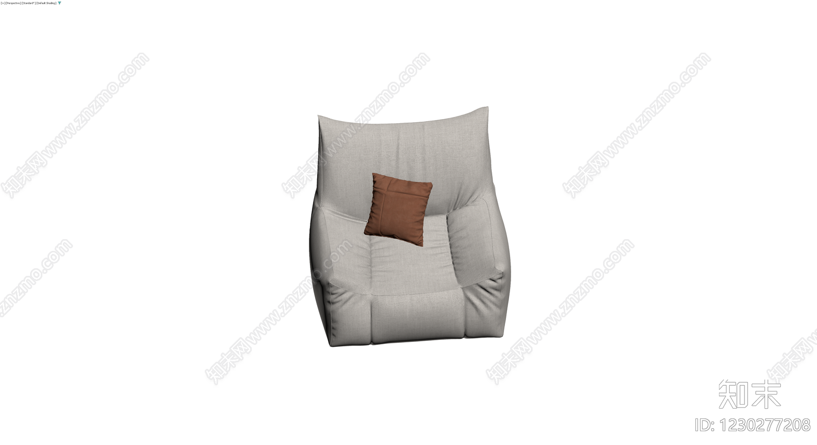浅灰布艺单人沙发3D模型下载【ID:1230277208】