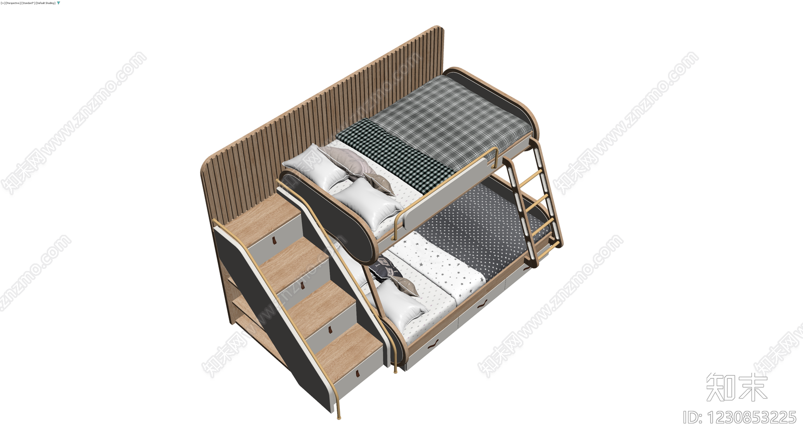 多功能储物双层床3D模型下载【ID:1230853225】