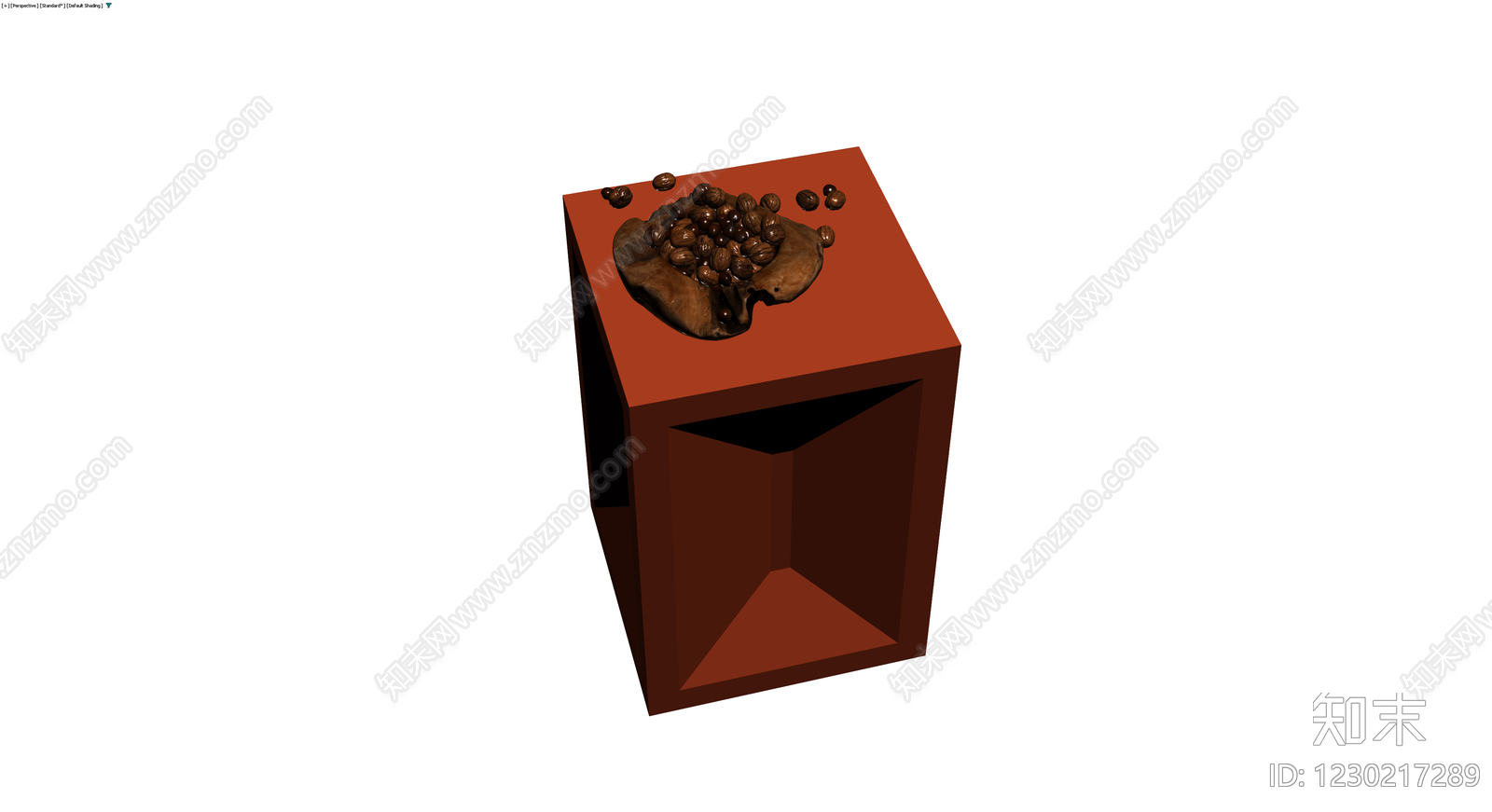红棕色装饰柜配坚果碗3D模型下载【ID:1230217289】