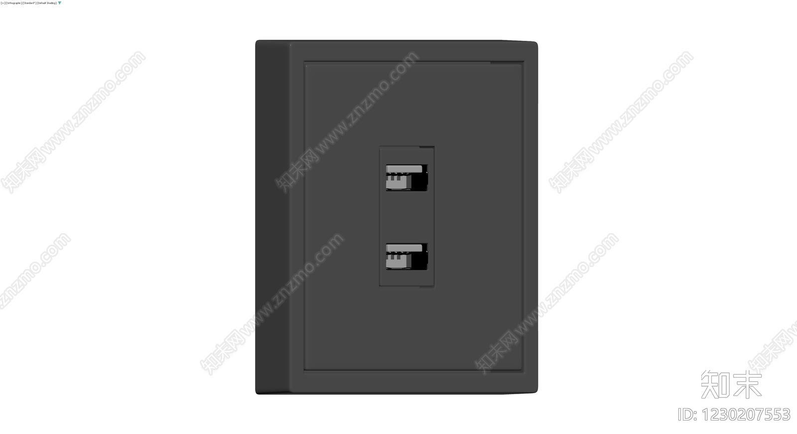 黑色双USB墙面插座3D模型下载【ID:1230207553】