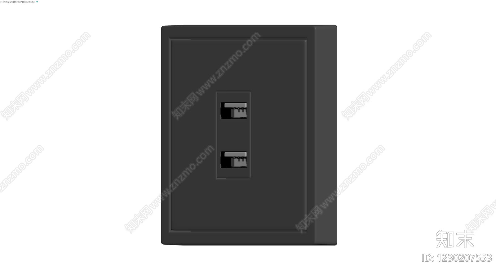 黑色双USB墙面插座3D模型下载【ID:1230207553】