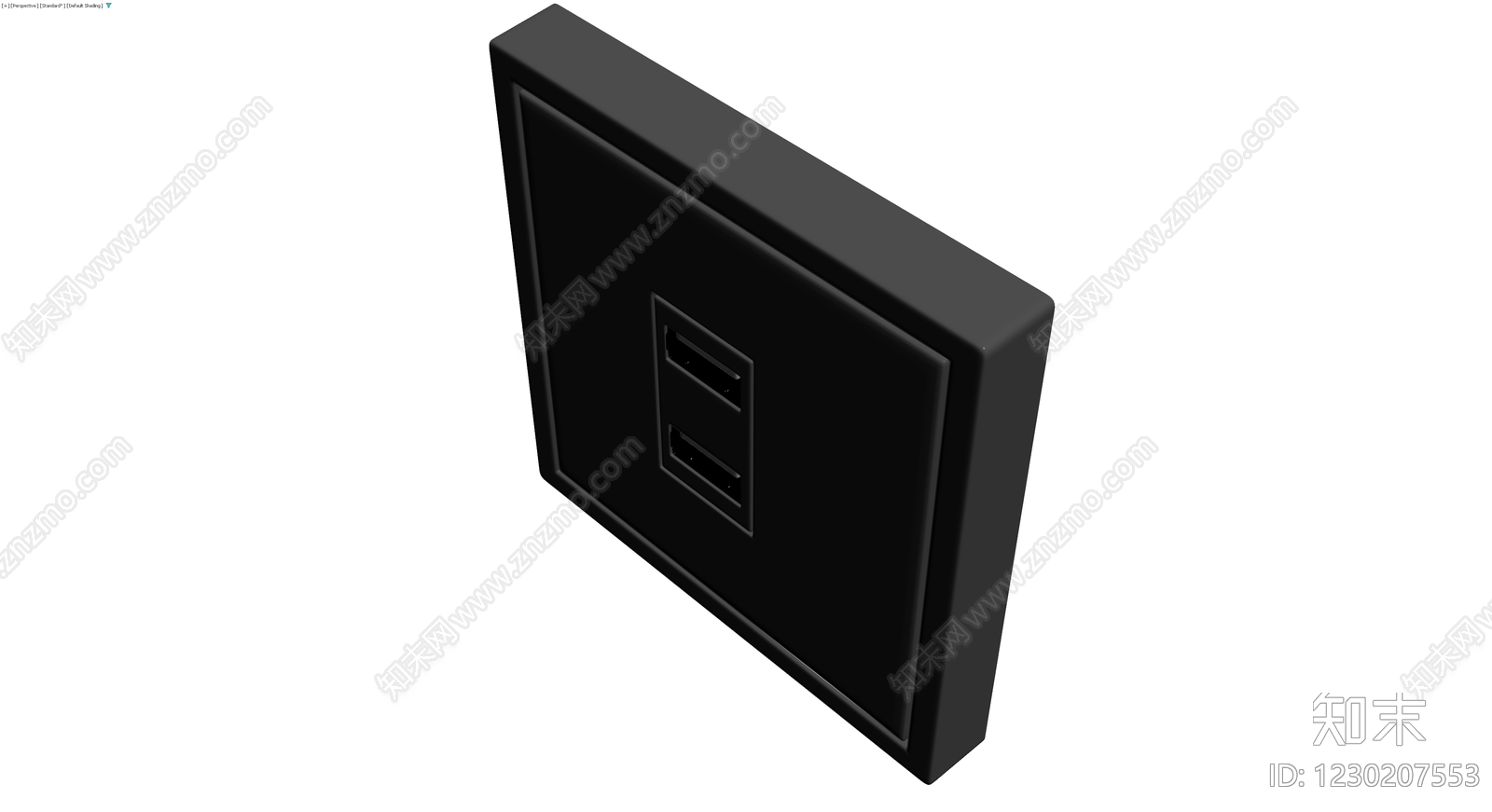 黑色双USB墙面插座3D模型下载【ID:1230207553】