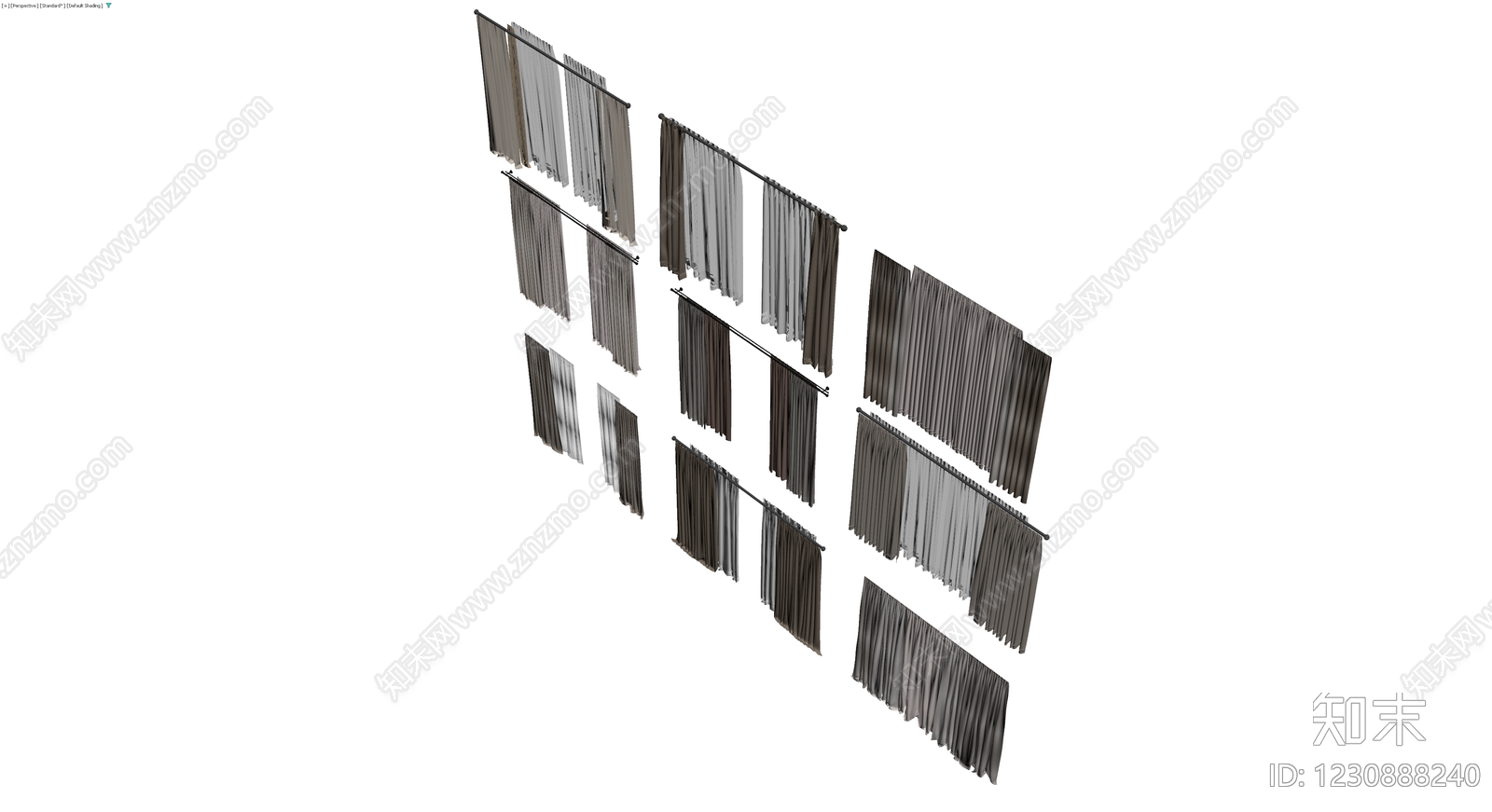 多组窗帘布艺组合3D模型下载【ID:1230888240】