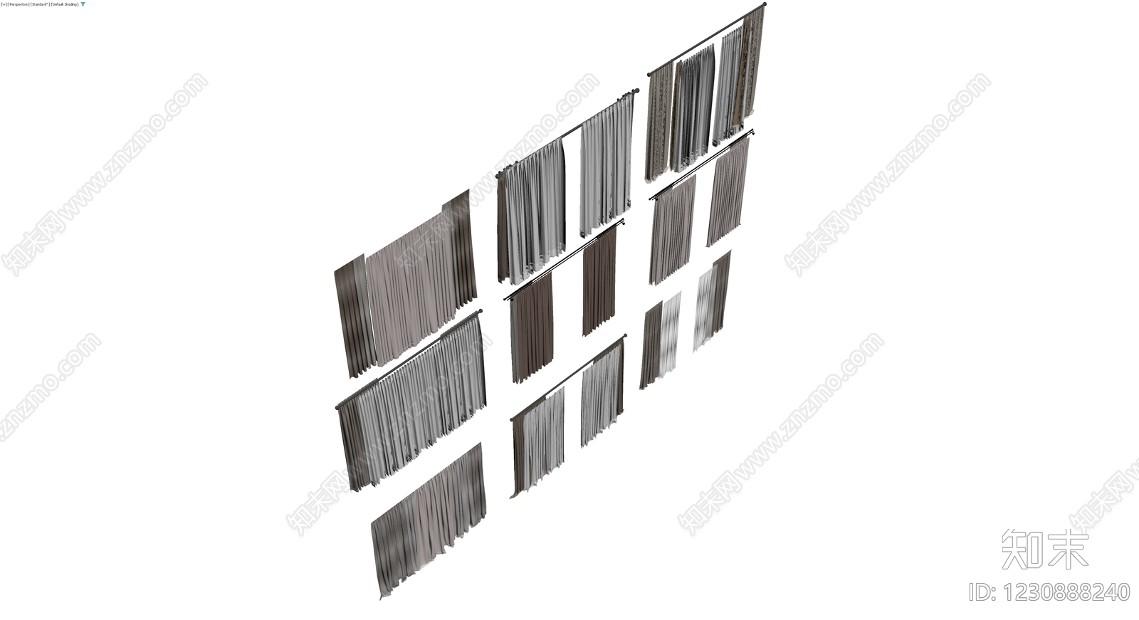 多组窗帘布艺组合3D模型下载【ID:1230888240】