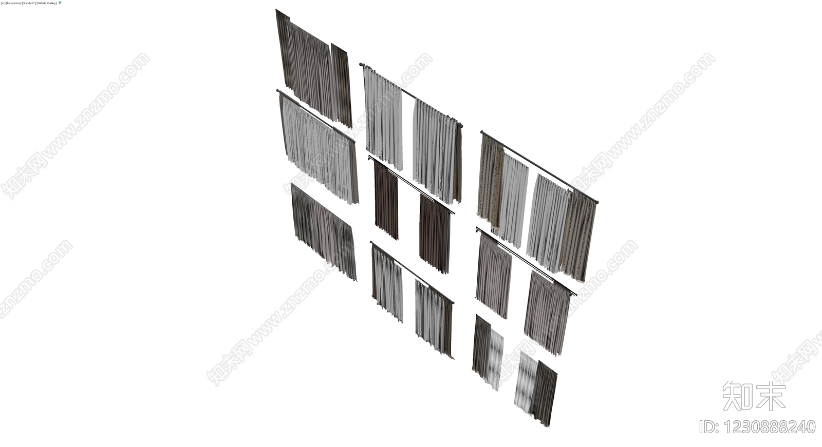 多组窗帘布艺组合3D模型下载【ID:1230888240】