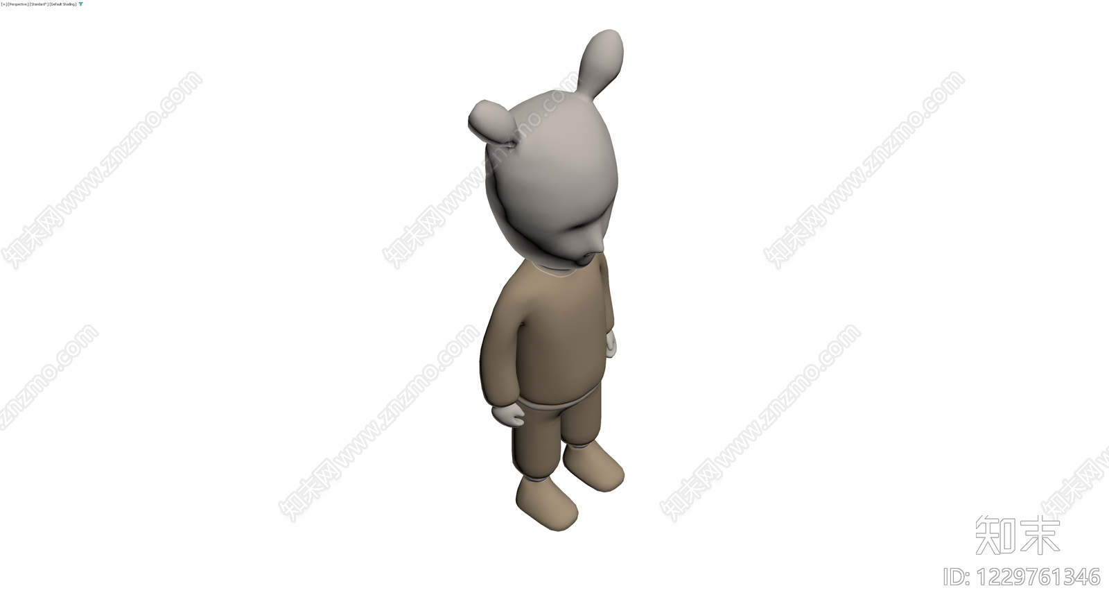灰模卡通兔子人偶3D模型下载【ID:1229761346】