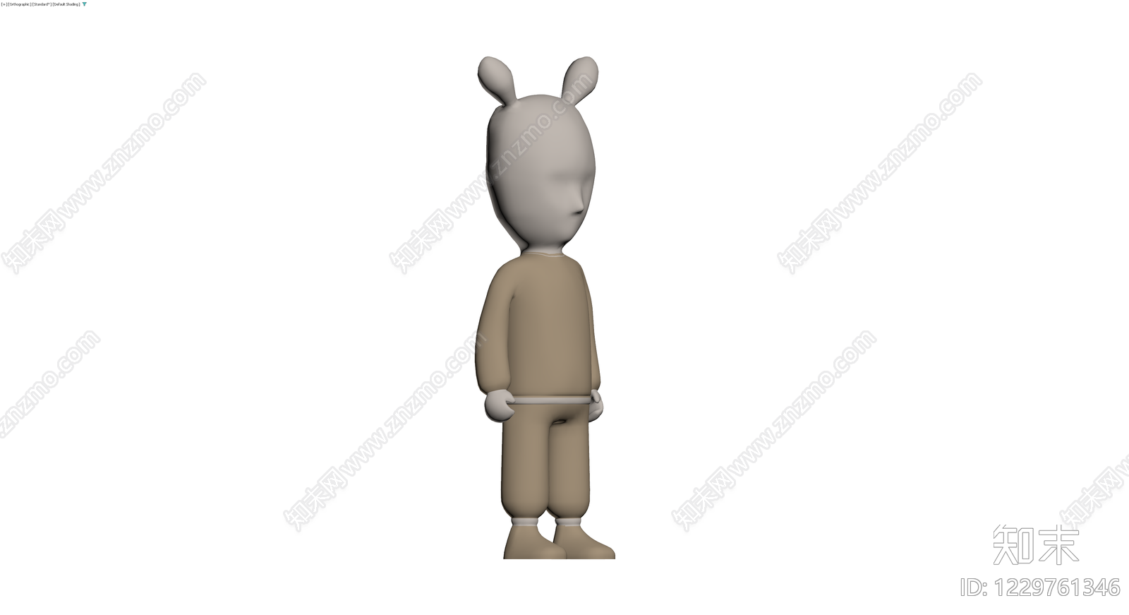 灰模卡通兔子人偶3D模型下载【ID:1229761346】