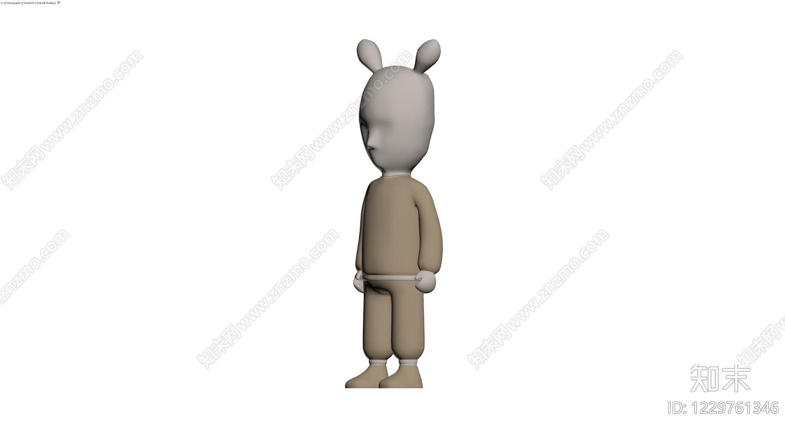 灰模卡通兔子人偶3D模型下载【ID:1229761346】