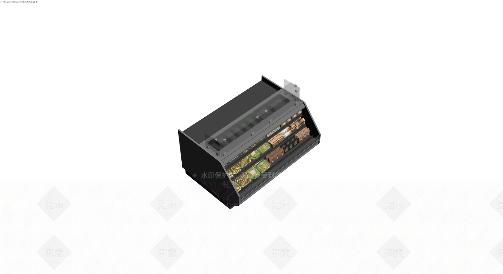 黑色陈列展示柜含商品3D模型下载【ID:1230401318】