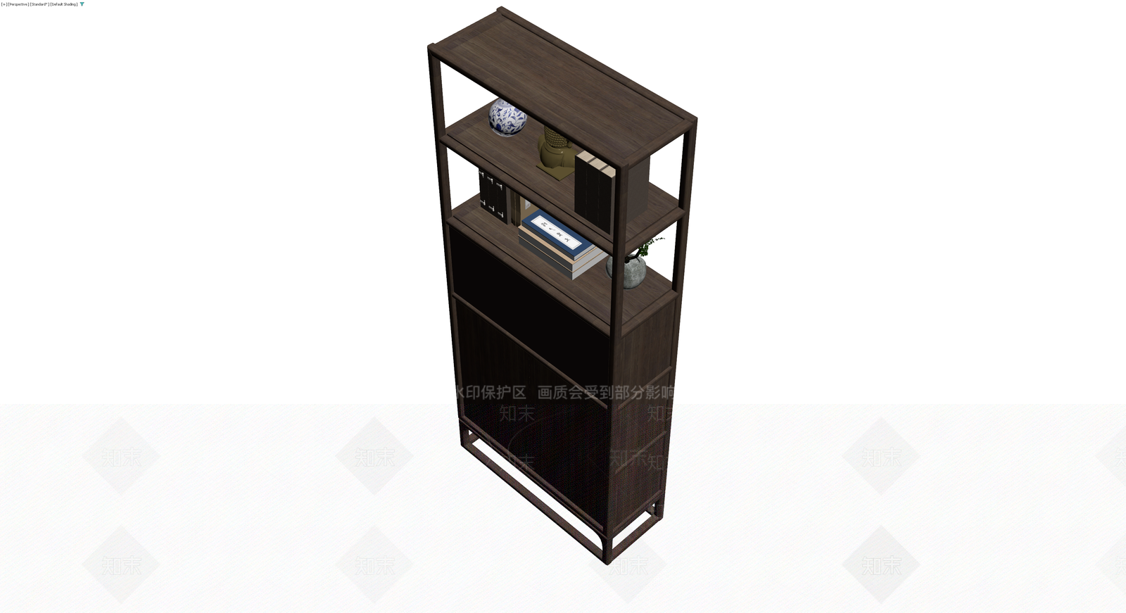 中式深色实木博古架3D模型下载【ID:1229647802】