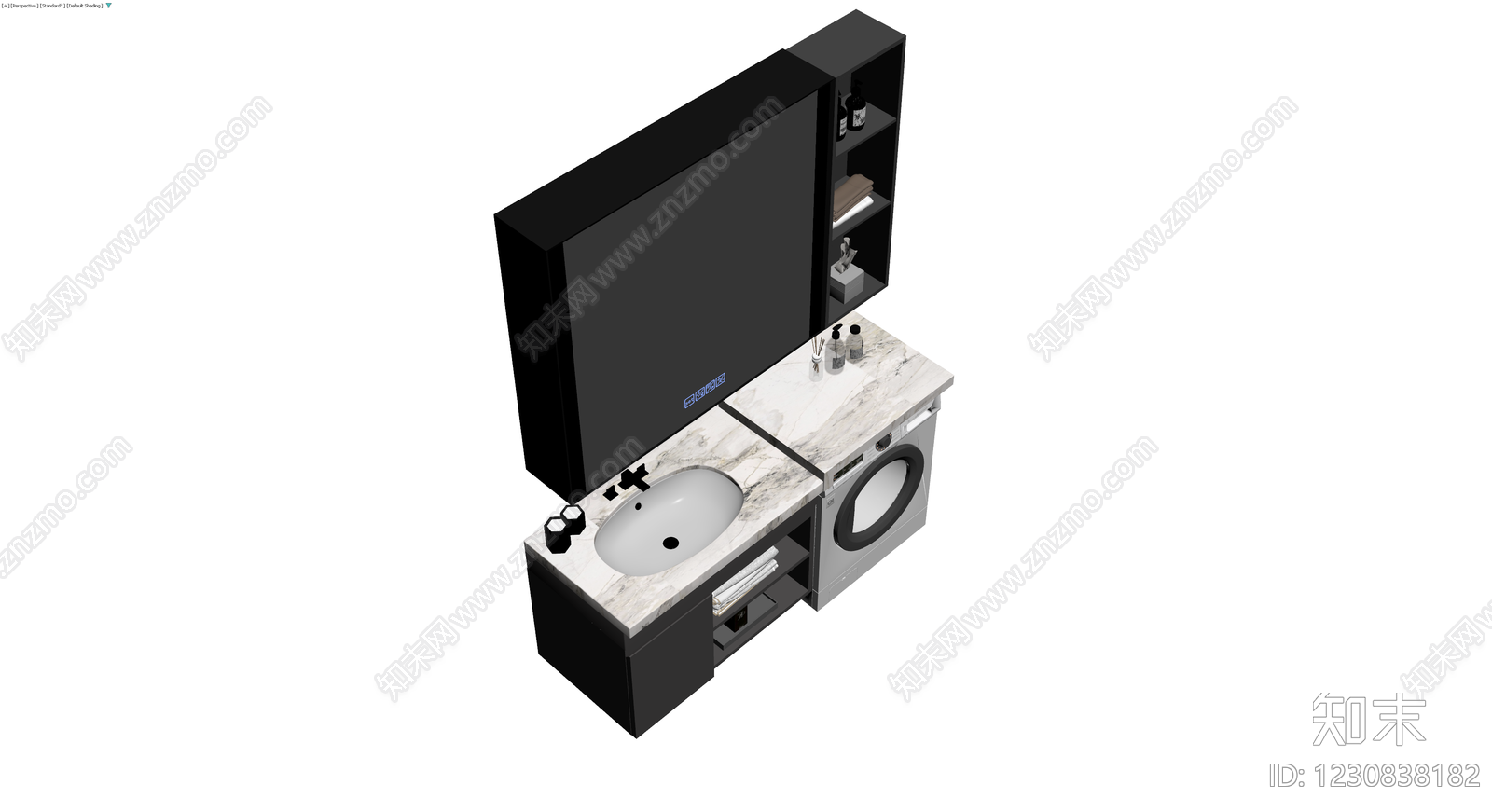 浴室洗手台洗衣机组合3D模型下载【ID:1230838182】