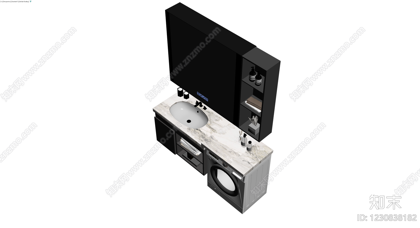 浴室洗手台洗衣机组合3D模型下载【ID:1230838182】