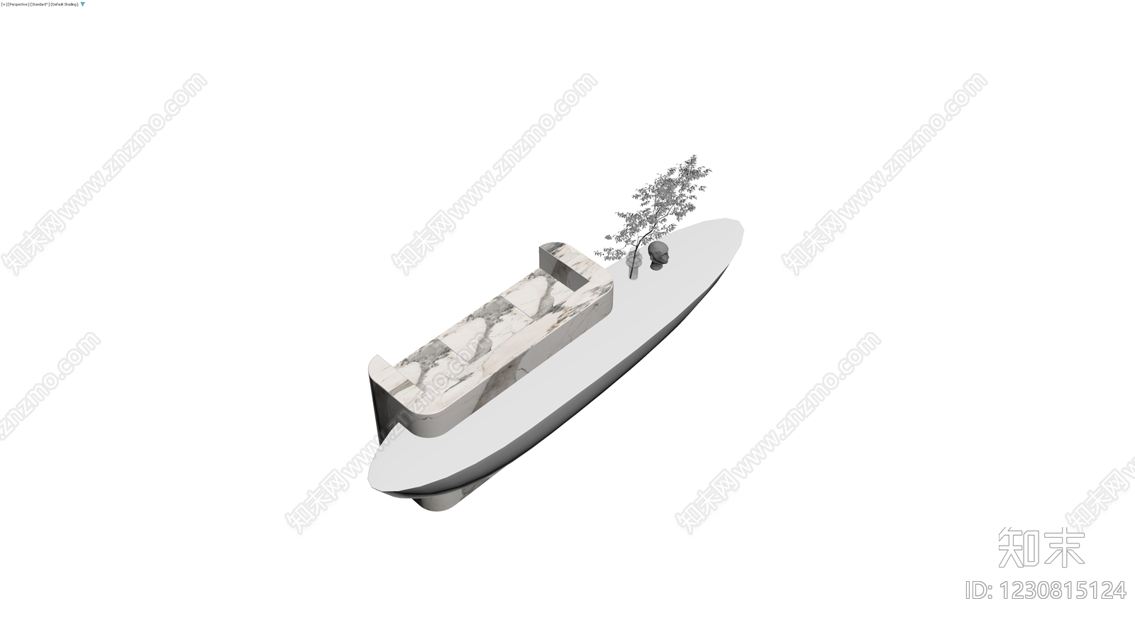 大理石岛台组合盆栽3D模型下载【ID:1230815124】
