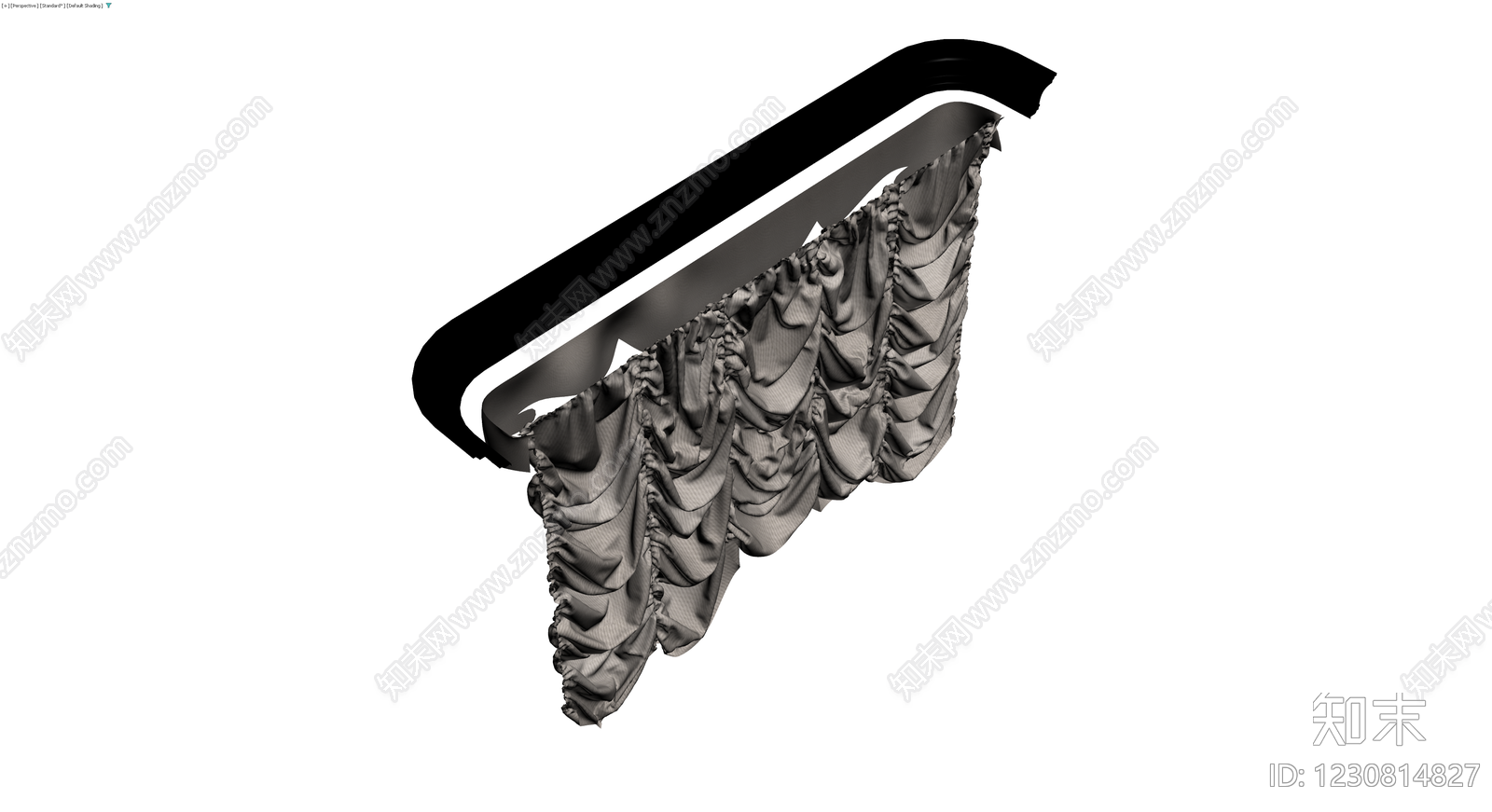 欧式褶皱窗帘组件3D模型下载【ID:1230814827】