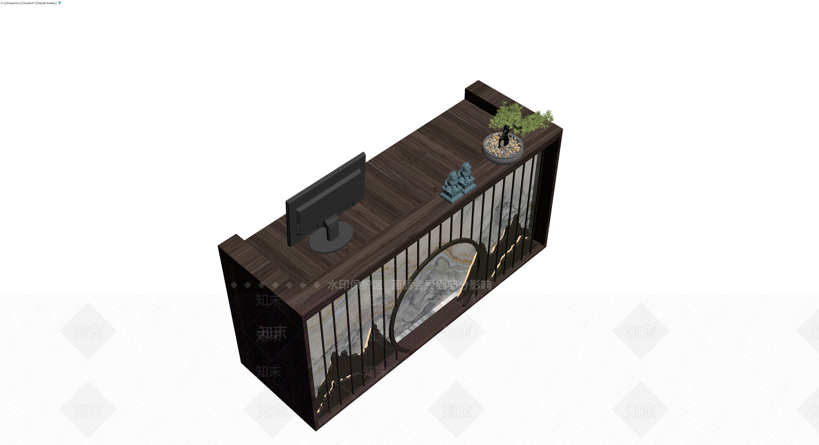新中式山水纹接待台3D模型下载【ID:1230083917】