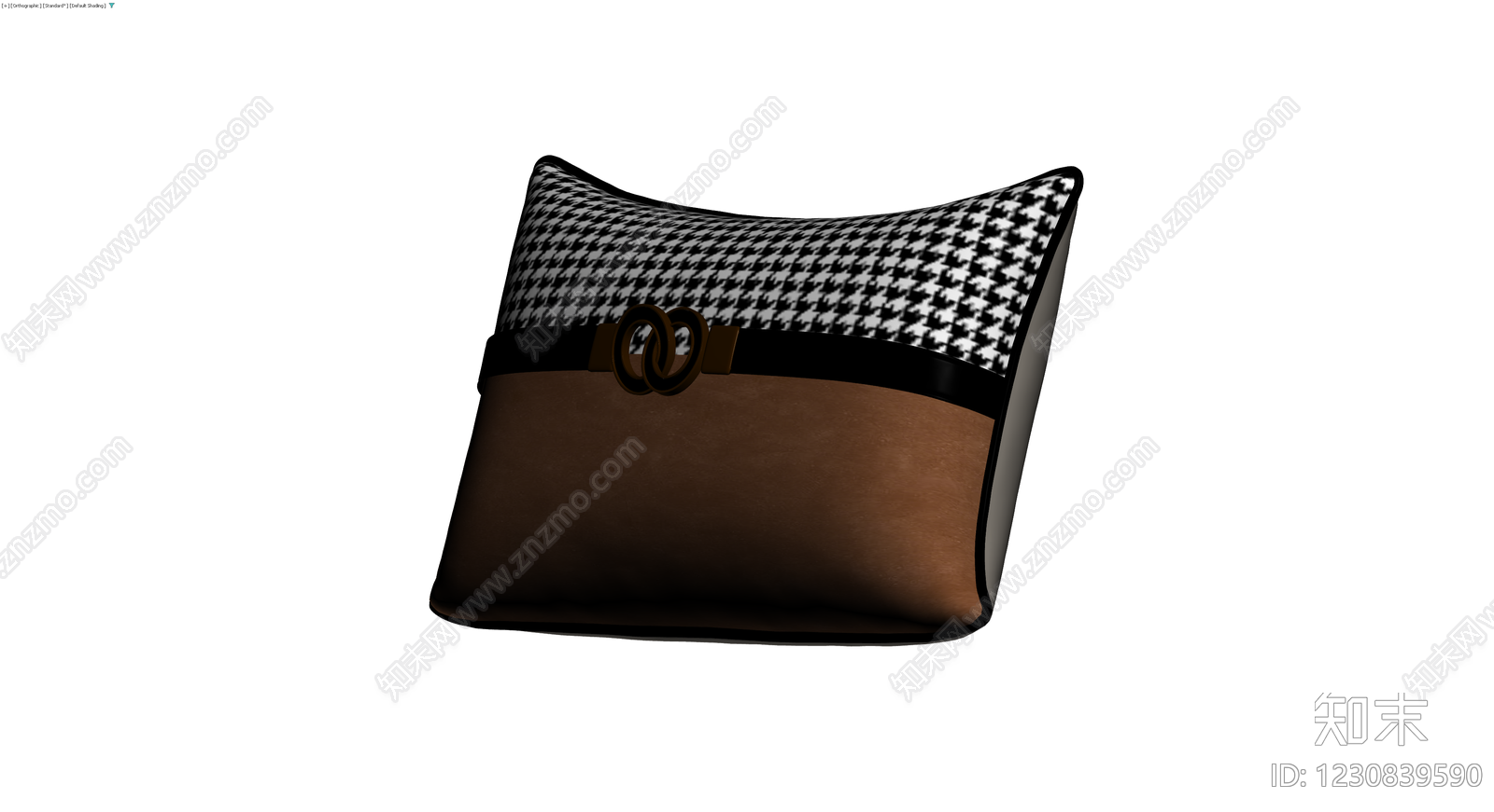 千鸟格棕色靠枕3D模型下载【ID:1230839590】