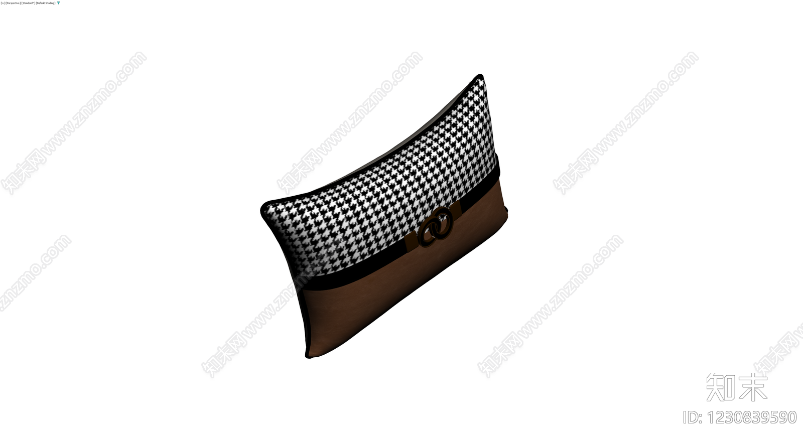 千鸟格棕色靠枕3D模型下载【ID:1230839590】