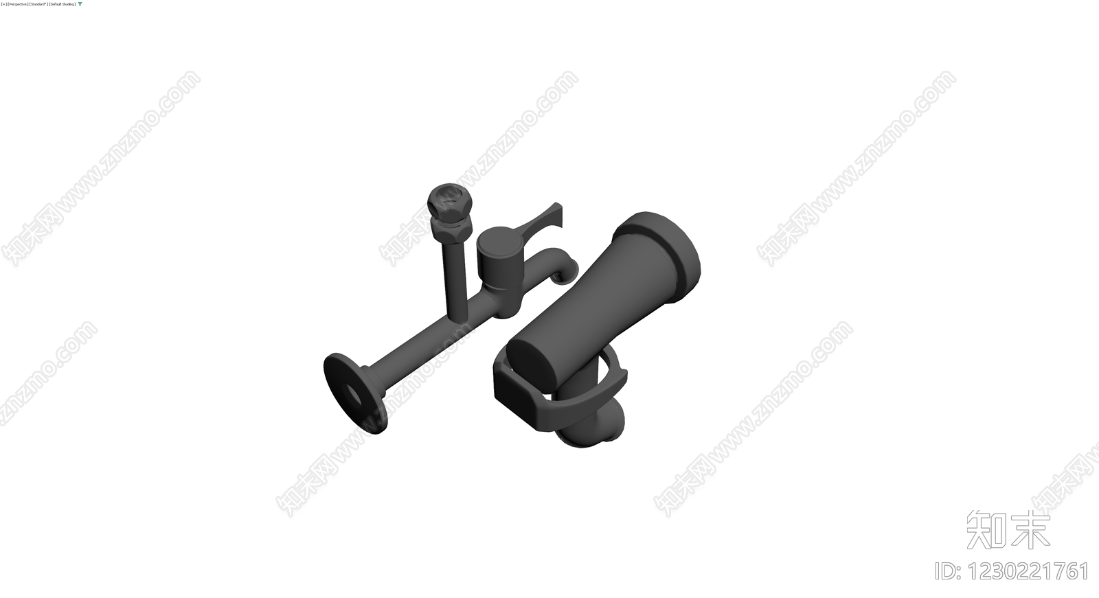 深灰色壁挂式水龙头组件3D模型下载【ID:1230221761】