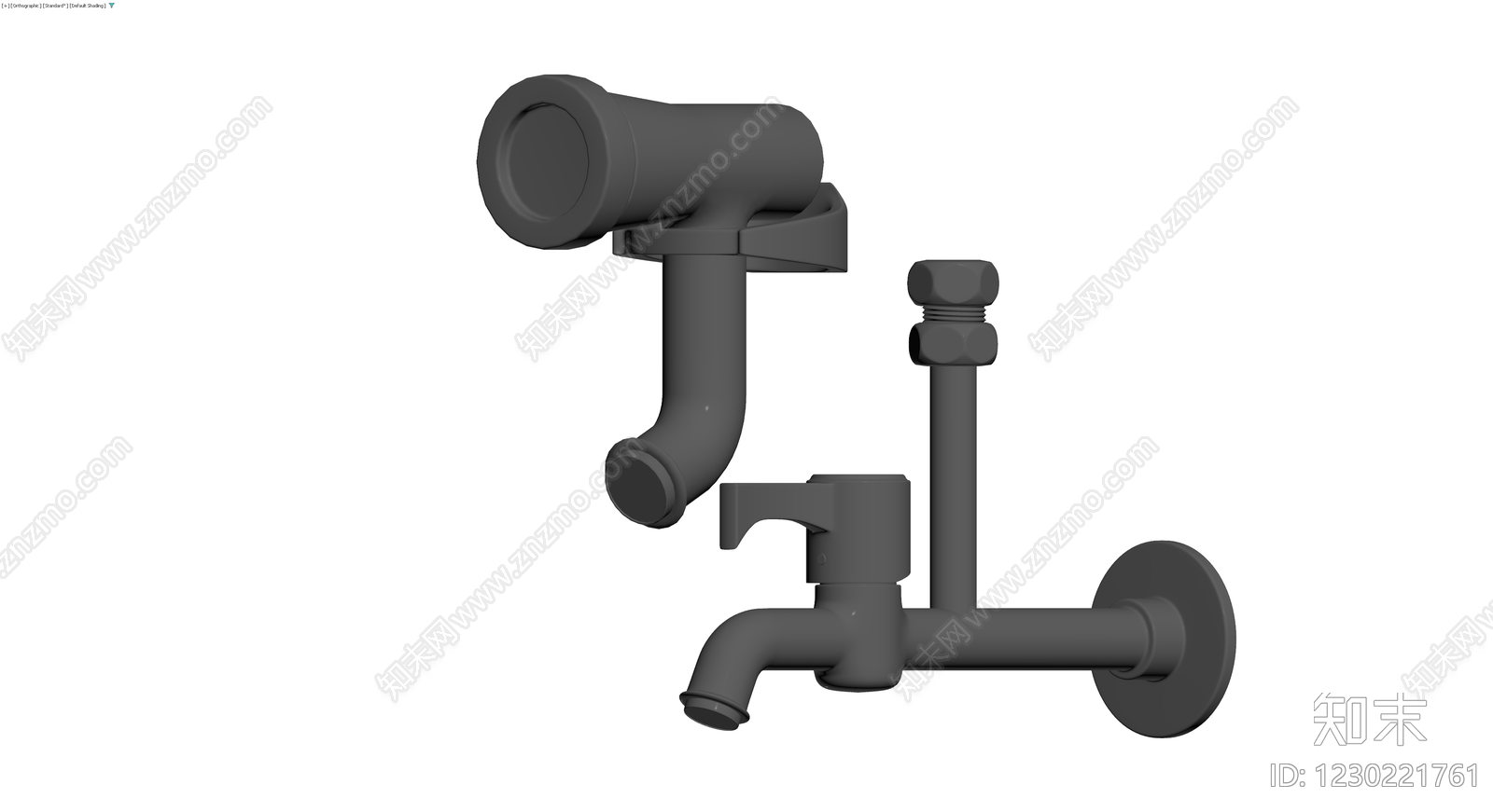 深灰色壁挂式水龙头组件3D模型下载【ID:1230221761】