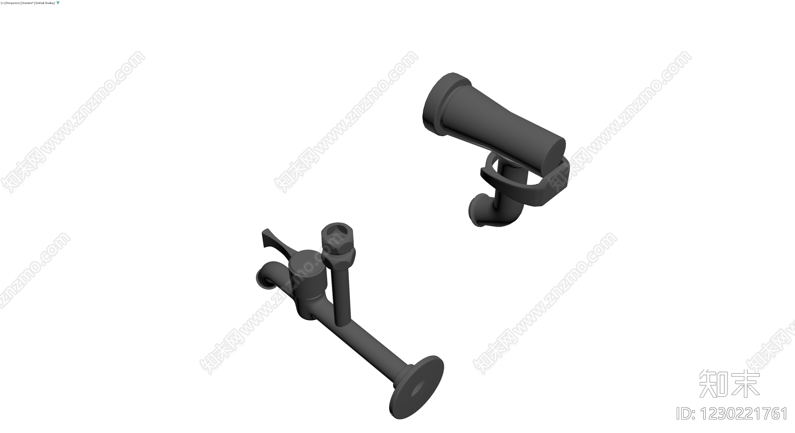 深灰色壁挂式水龙头组件3D模型下载【ID:1230221761】