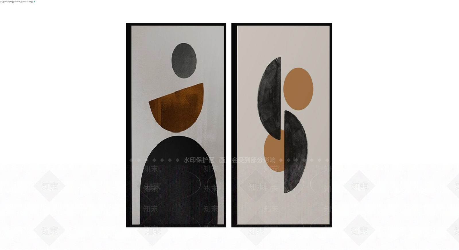 抽象几何装饰挂画组合3D模型下载【ID:1230123779】