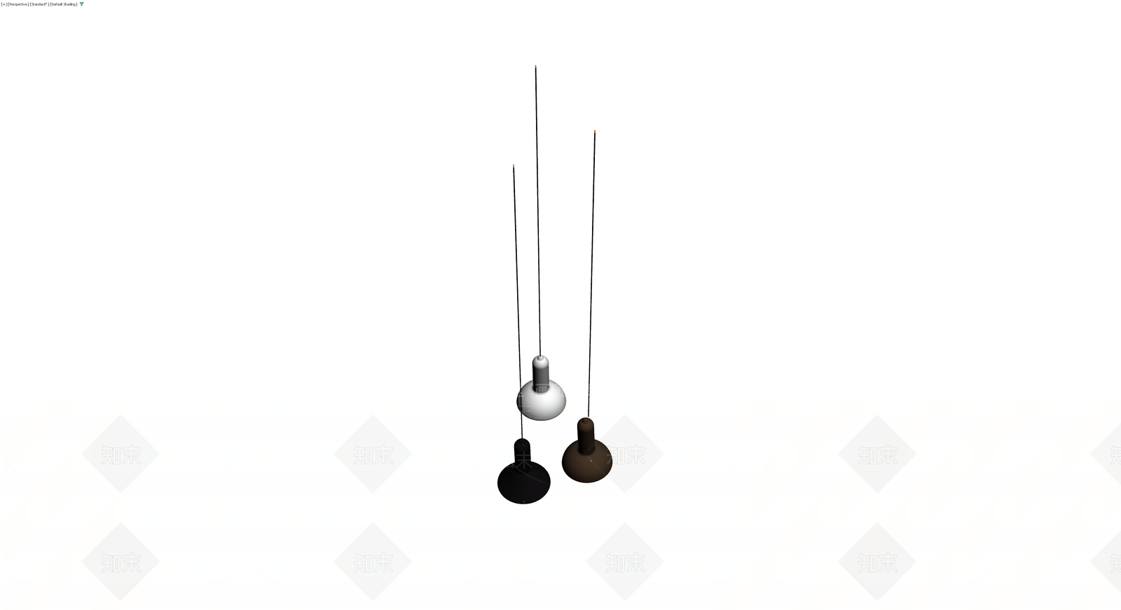 三盏吊灯组合（白/棕/黑）3D模型下载【ID:1230182306】