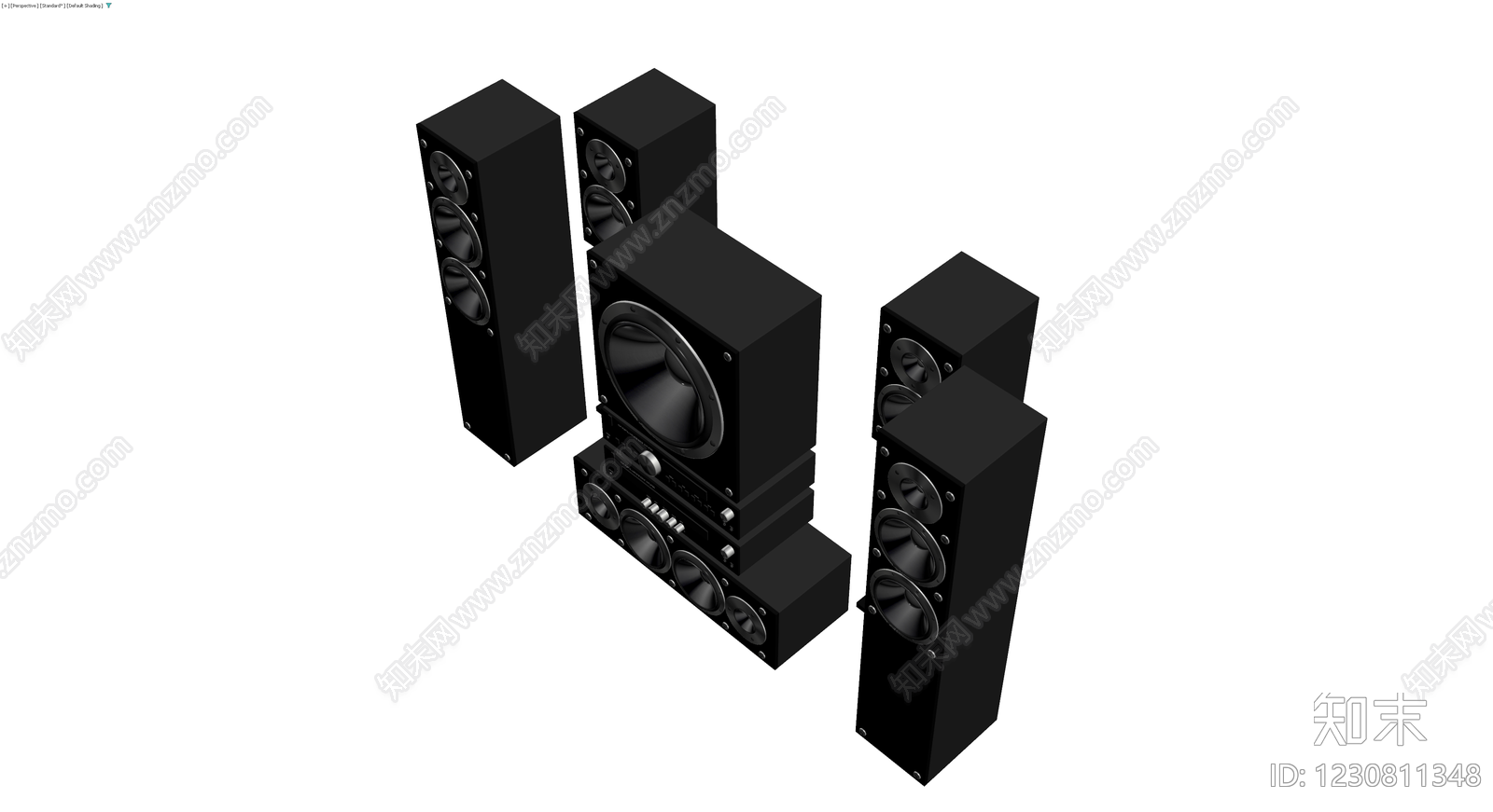 黑色家庭影院音响组合3D模型下载【ID:1230811348】