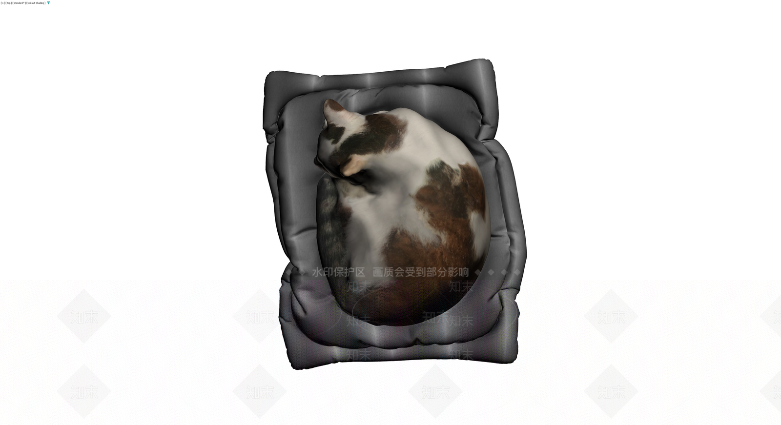 灰模猫咪与宠物窝3D模型下载【ID:1230379406】
