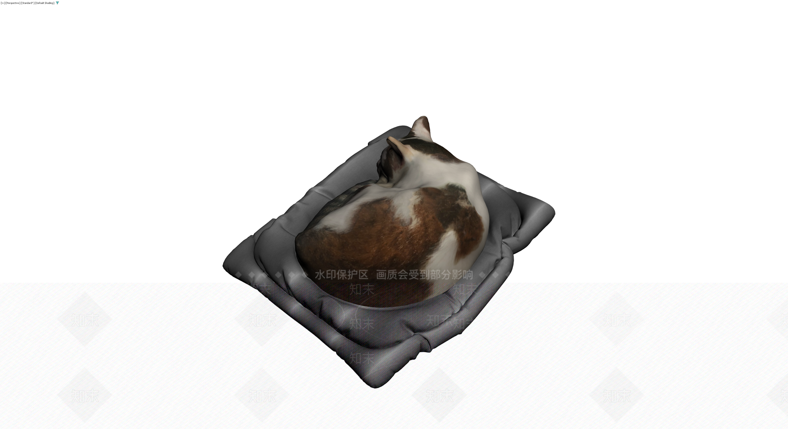 灰模猫咪与宠物窝3D模型下载【ID:1230379406】