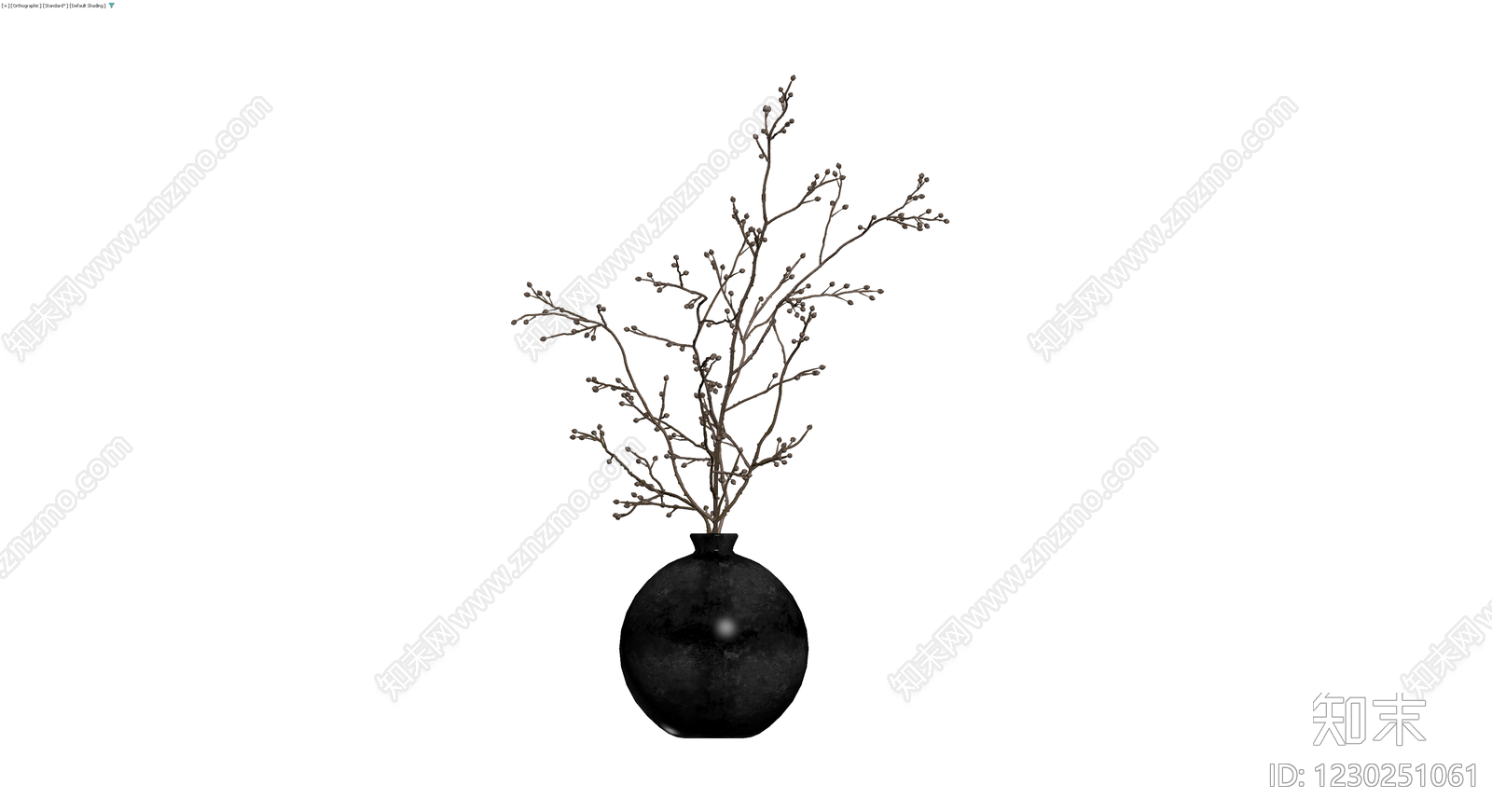黑色花瓶配干枝3D模型下载【ID:1230251061】