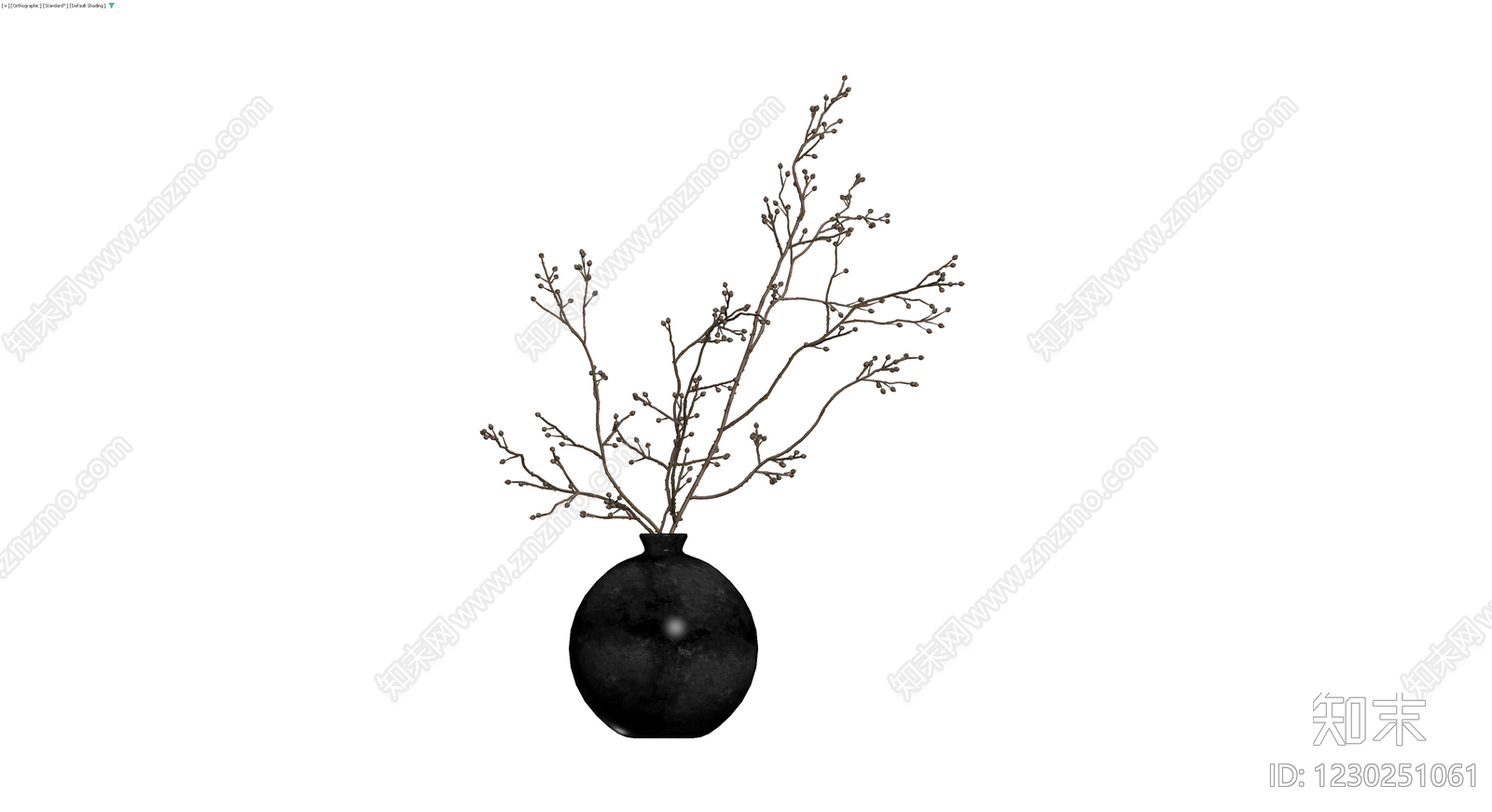黑色花瓶配干枝3D模型下载【ID:1230251061】