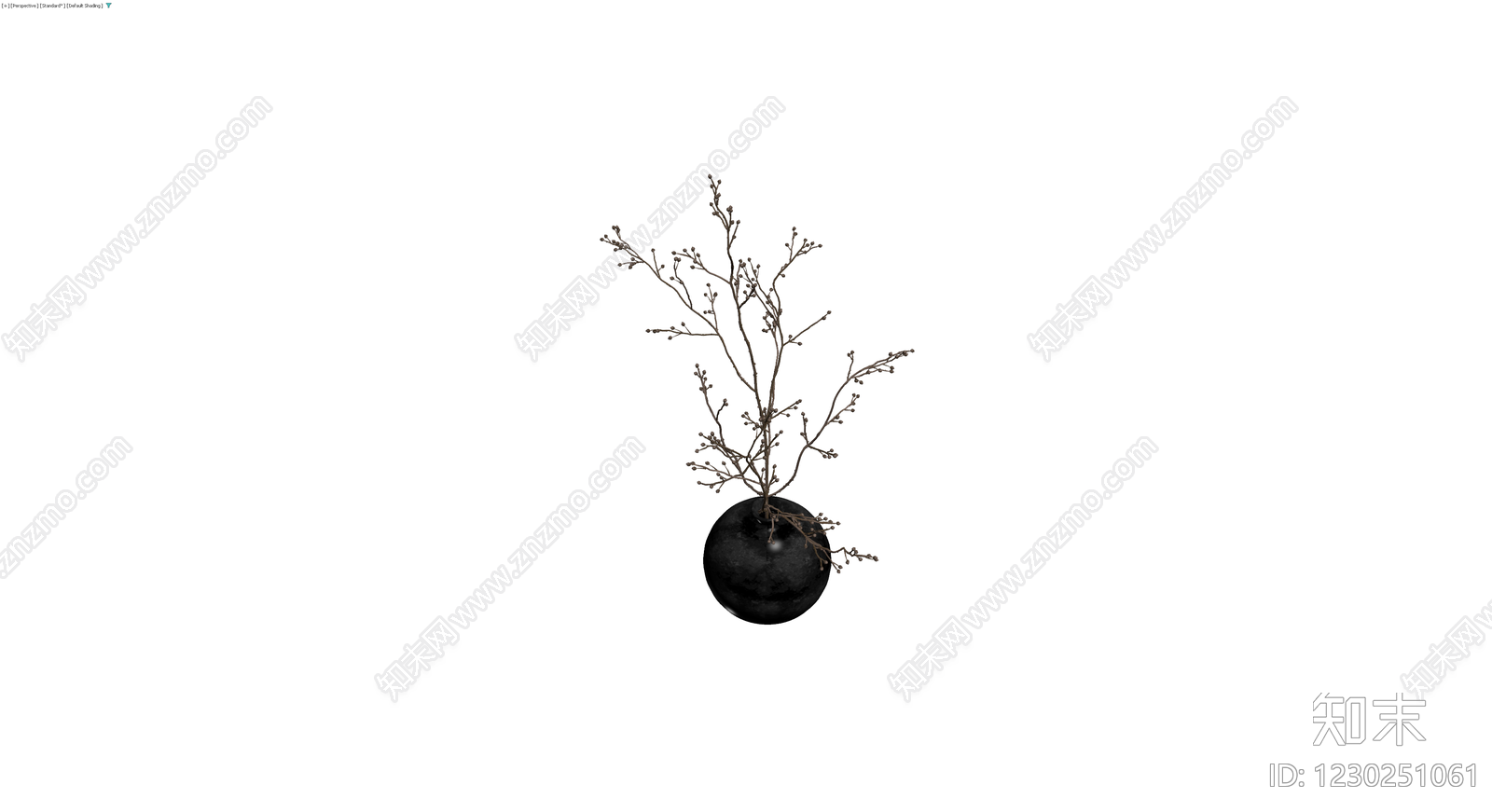 黑色花瓶配干枝3D模型下载【ID:1230251061】
