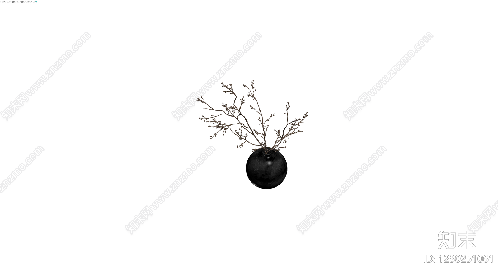 黑色花瓶配干枝3D模型下载【ID:1230251061】