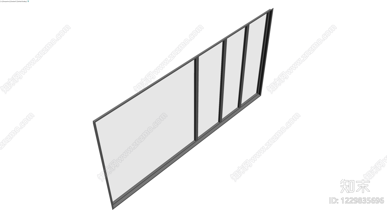 四扇式铝合金隔断窗3D模型下载【ID:1229835696】