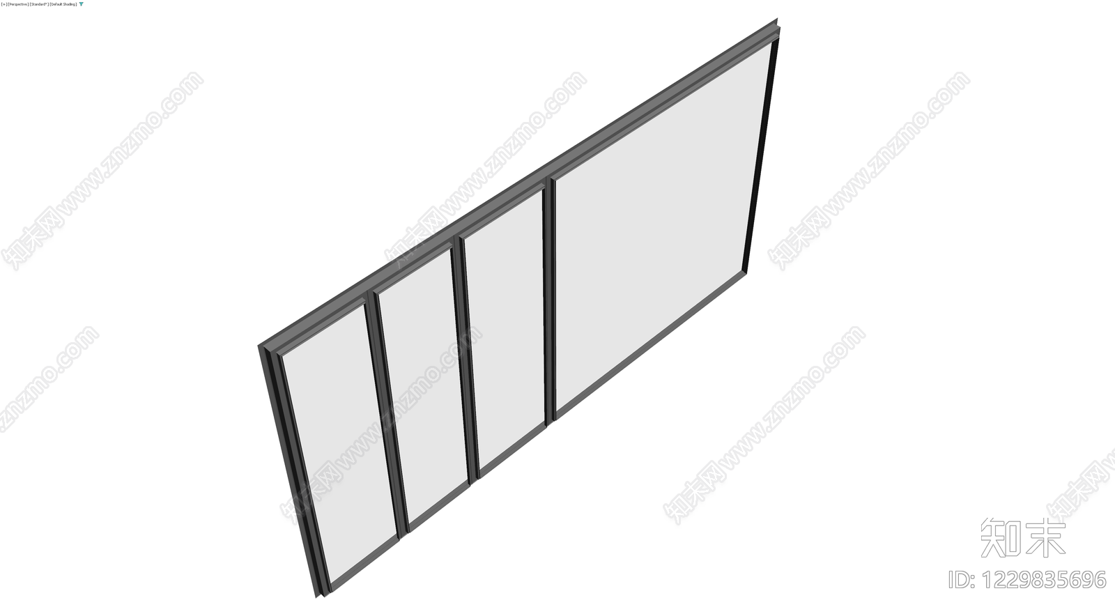 四扇式铝合金隔断窗3D模型下载【ID:1229835696】