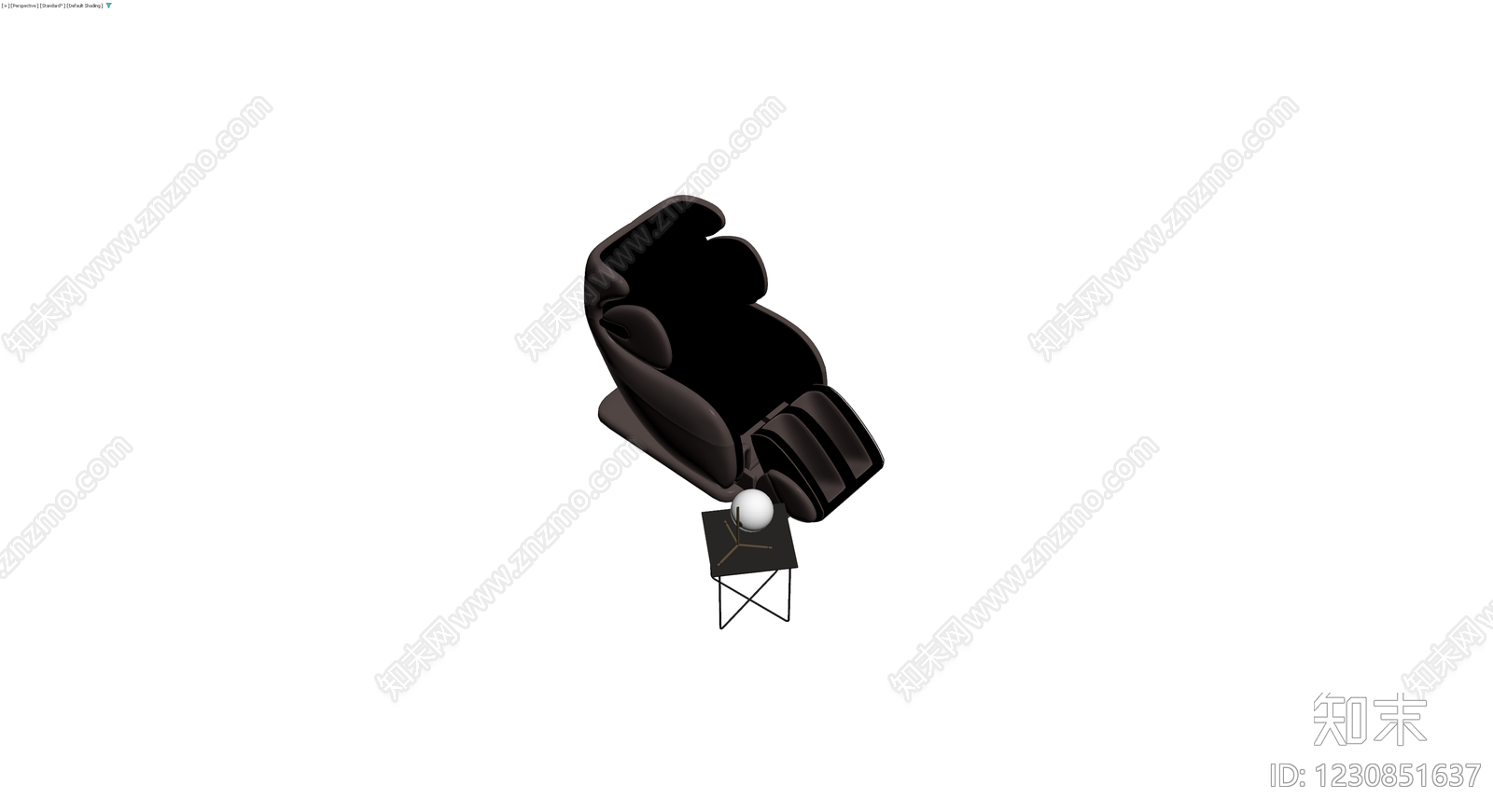 黑色按摩椅带边几3D模型下载【ID:1230851637】