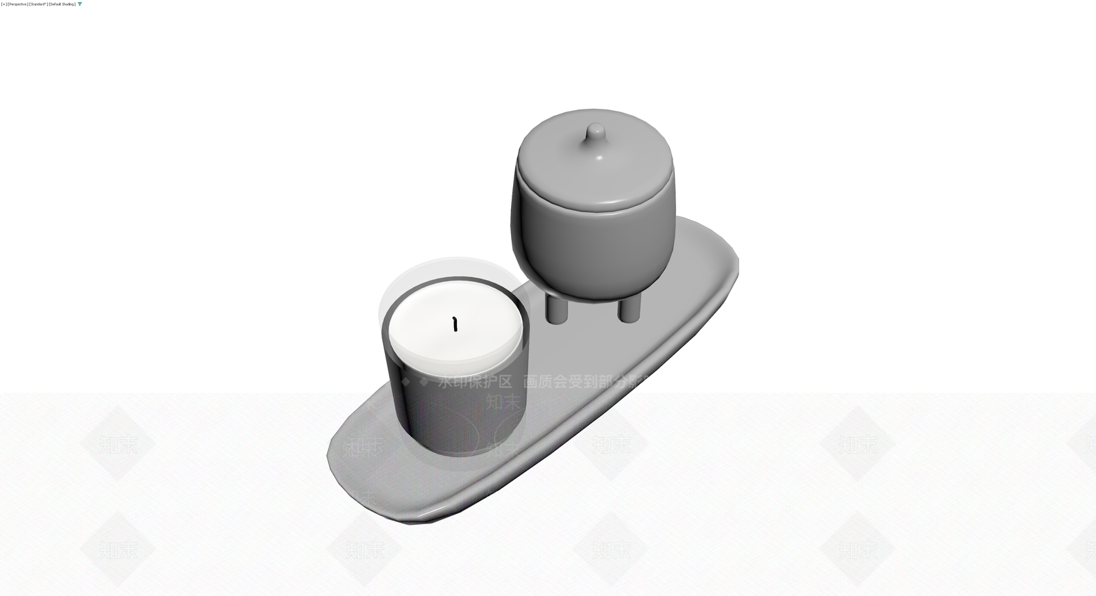 茶壶蜡烛托盘组合3D模型下载【ID:1229946334】