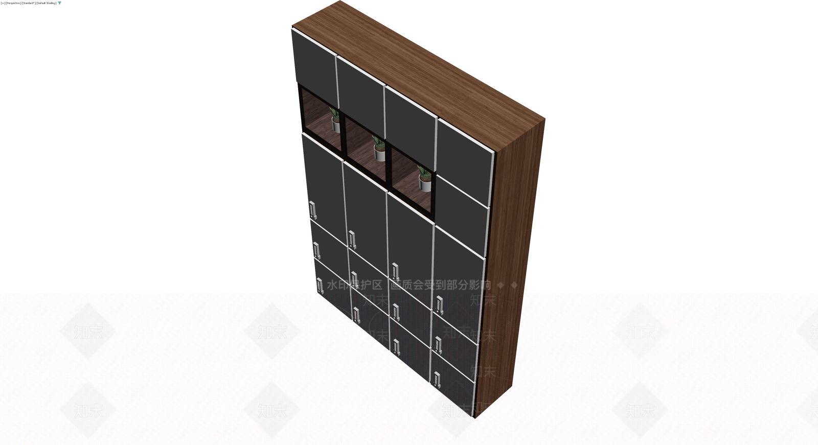 组合储物柜带盆栽3D模型下载【ID:1230383822】