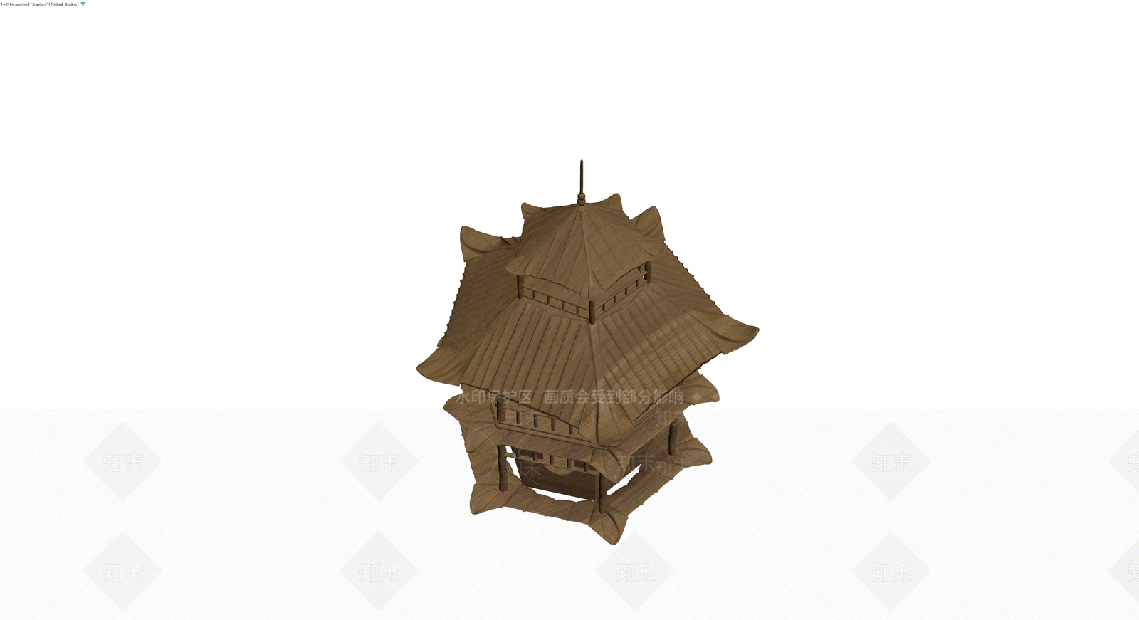 多层中式木质凉亭3D模型下载【ID:1230784593】