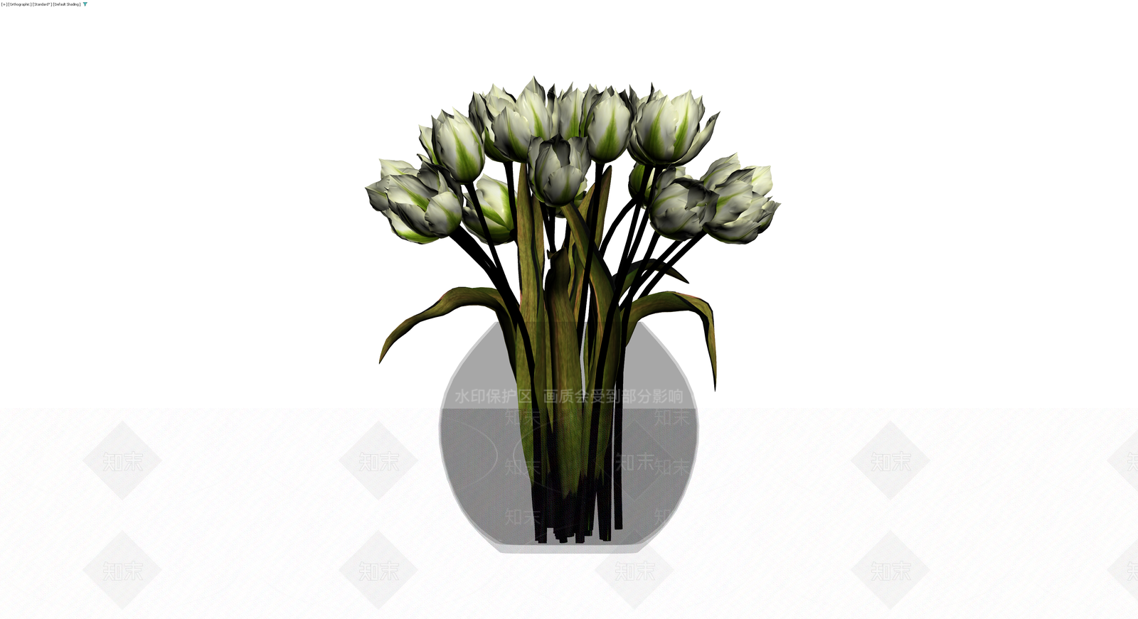 黑白条纹郁金香盆栽3D模型下载【ID:1230566002】
